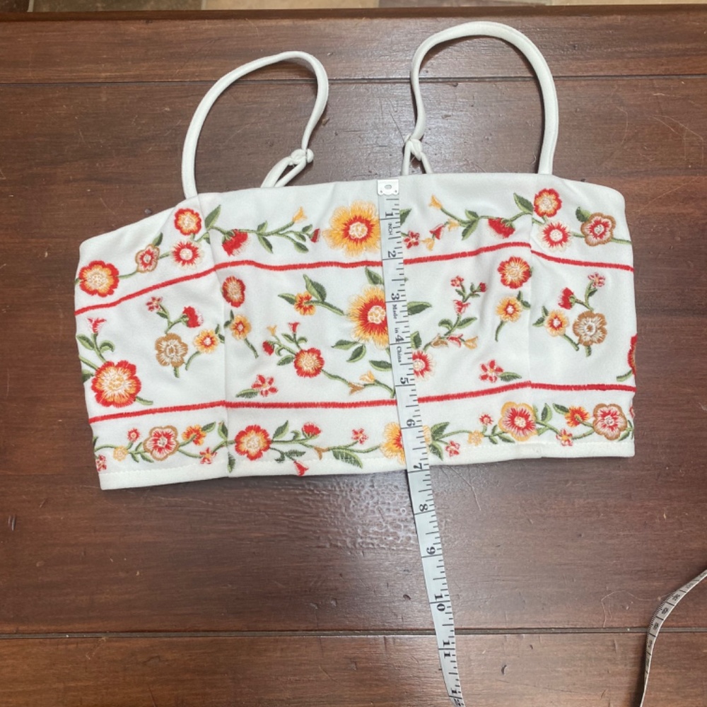 Forever 21 S embroidered boho crop top w/adjustable straps - Picture 6 of 8